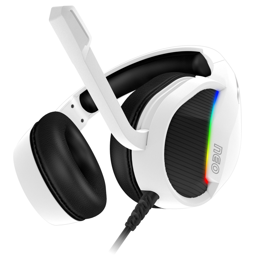 CONNECT IT CHP-3595-WH - LED RGB Дротові ігрові навушники з мікрофоном білий/чорний