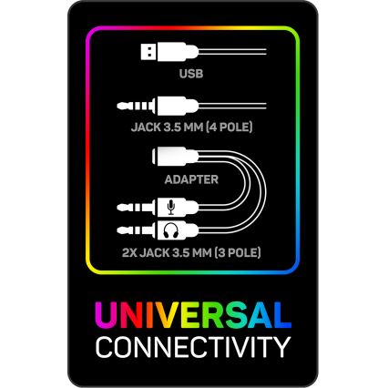CONNECT IT CHP-3595-WH - LED RGB Дротові ігрові навушники з мікрофоном білий/чорний