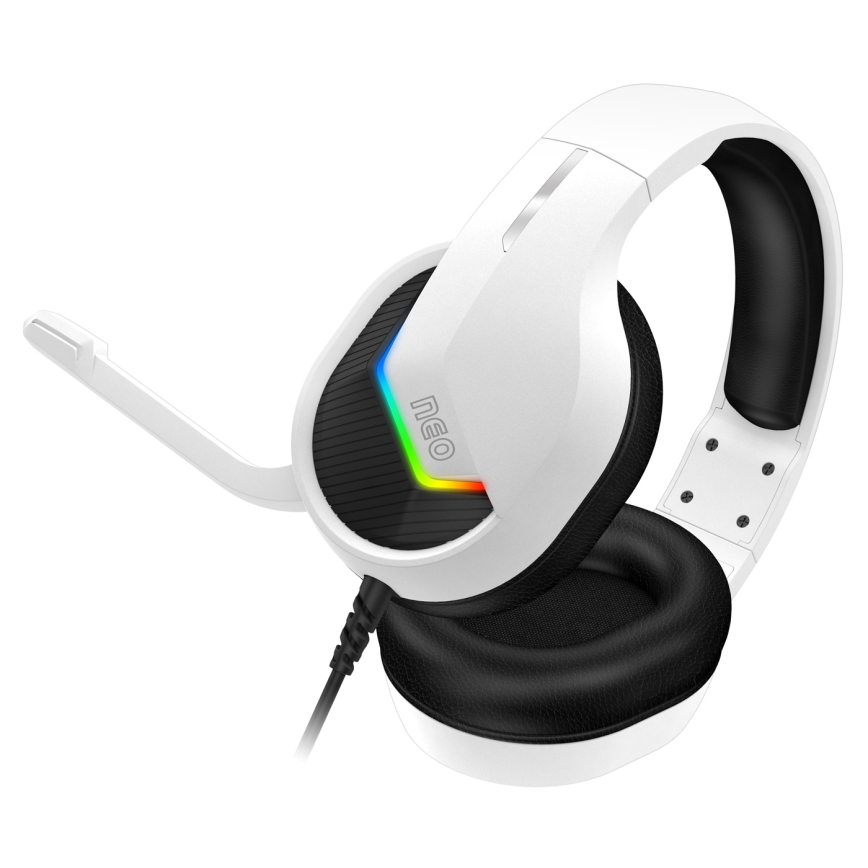 CONNECT IT CHP-3595-WH - Светодиодные проводные игровые RGB-наушники с микрофоном белый/черный