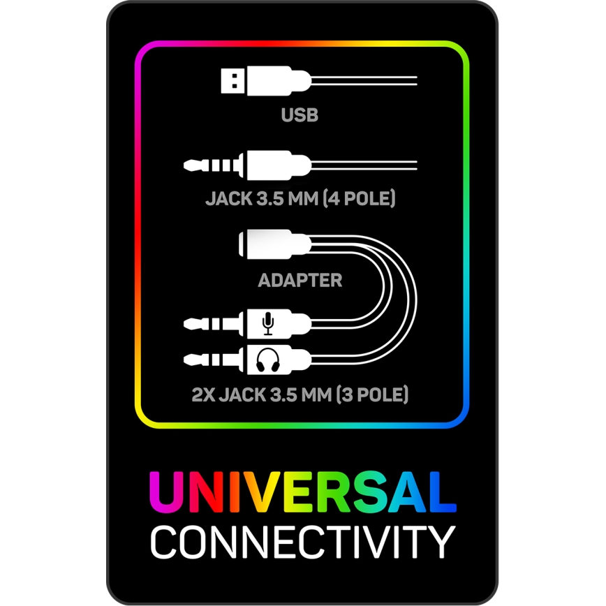 CONNECT IT CHP-3595-WH - Светодиодные проводные игровые RGB-наушники с микрофоном белый/черный