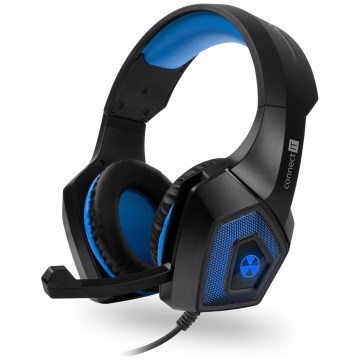 CONNECT IT CHP-5500-BL - LED Дротові ігрові навушники зі світлодіодним підсвічуванням та мікрофоном чорний/синій