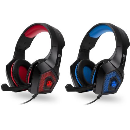 CONNECT IT CHP-5500-BL - LED Дротові ігрові навушники зі світлодіодним підсвічуванням та мікрофоном чорний/синій