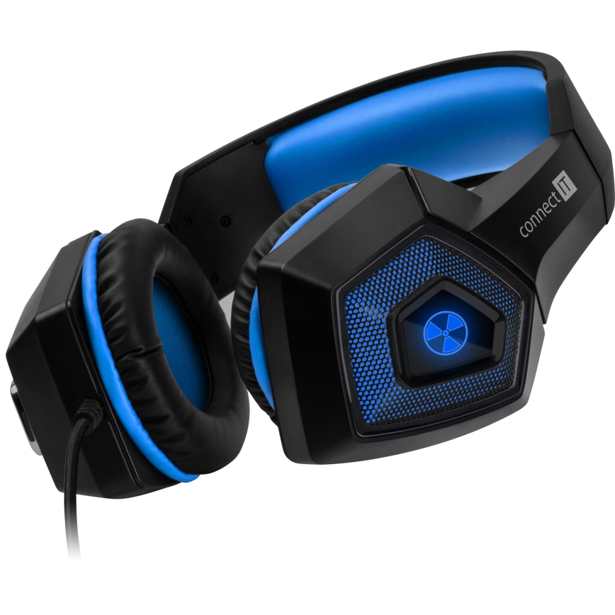 CONNECT IT CHP-5500-BL - Светодиодные проводные игровые наушники с микрофоном черный/синий