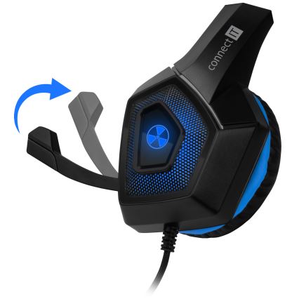 CONNECT IT CHP-5500-BL - Светодиодные проводные игровые наушники с микрофоном черный/синий