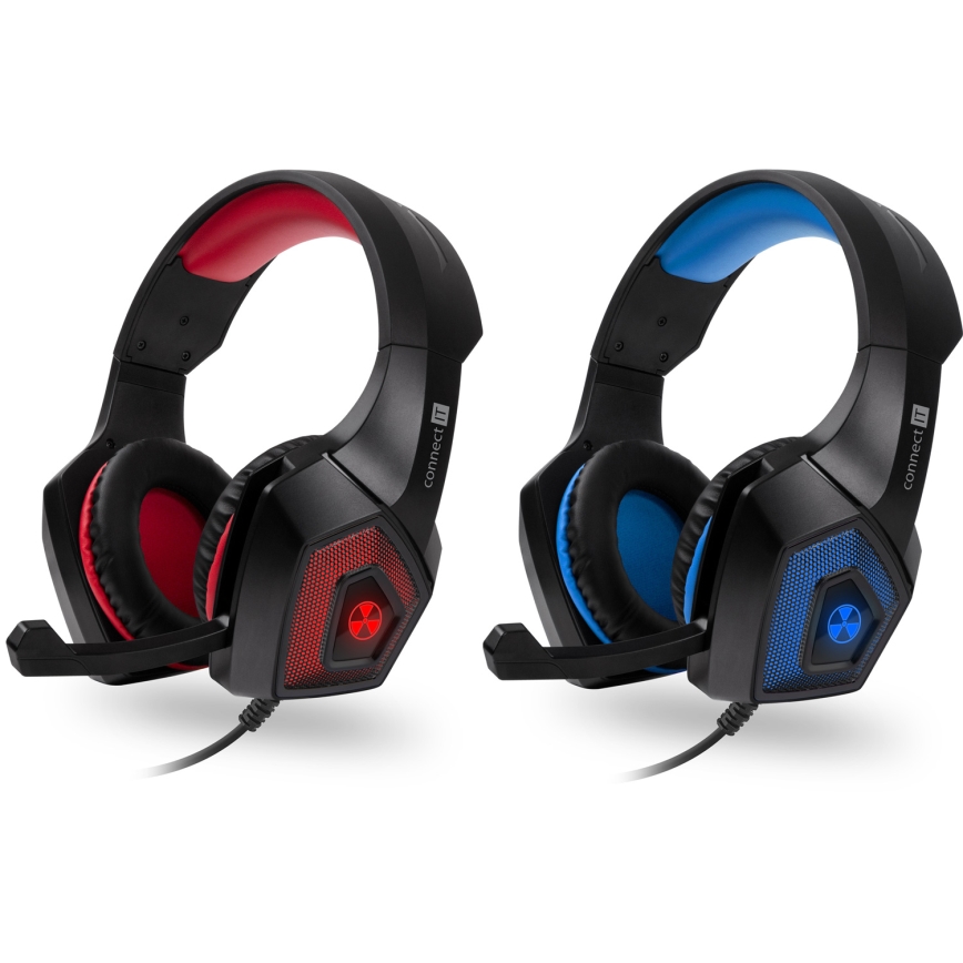 CONNECT IT CHP-5500-BL - Светодиодные проводные игровые наушники с микрофоном черный/синий