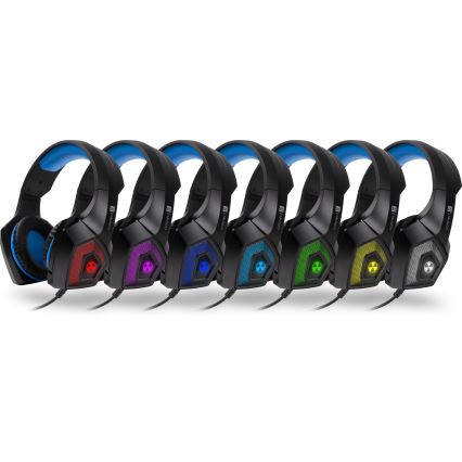 CONNECT IT CHP-5500-BL - Светодиодные проводные игровые наушники с микрофоном черный/синий