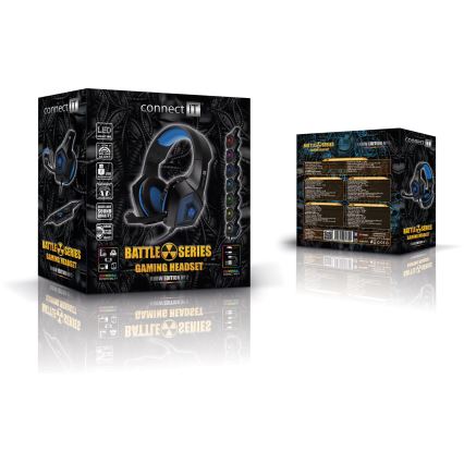 CONNECT IT CHP-5500-BL - Светодиодные проводные игровые наушники с микрофоном черный/синий