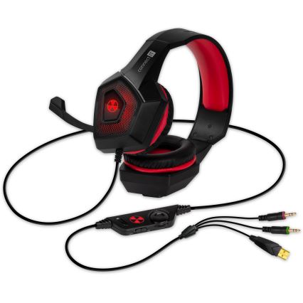CONNECT IT CHP-5500-RD - Светодиодные проводные игровые наушники с микрофоном черный/красный