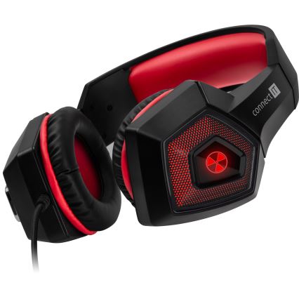 CONNECT IT CHP-5500-RD - Светодиодные проводные игровые наушники с микрофоном черный/красный