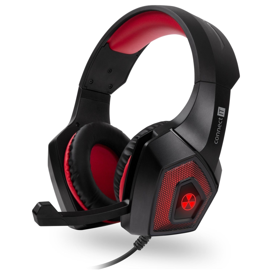 CONNECT IT CHP-5500-RD - Светодиодные проводные игровые наушники с микрофоном черный/красный