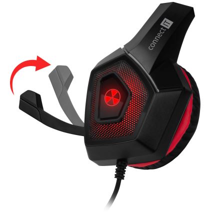 CONNECT IT CHP-5500-RD - Светодиодные проводные игровые наушники с микрофоном черный/красный