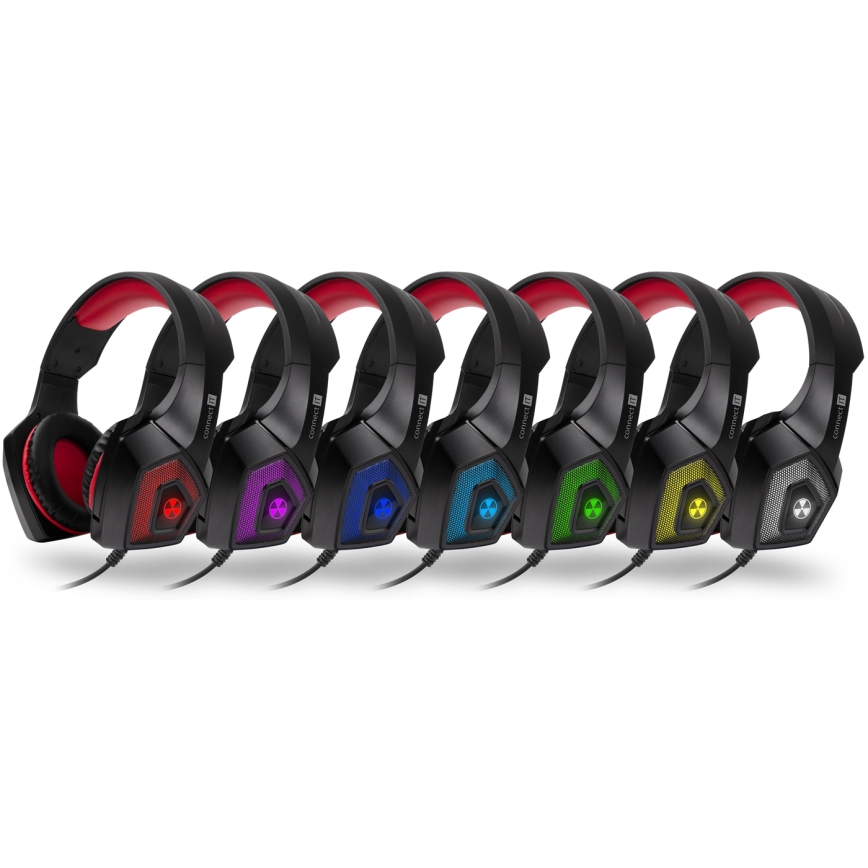 CONNECT IT CHP-5500-RD - Светодиодные проводные игровые наушники с микрофоном черный/красный