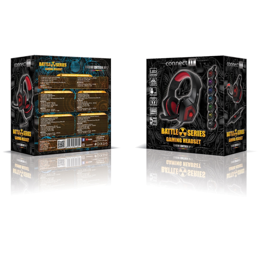 CONNECT IT CHP-5500-RD - Светодиодные проводные игровые наушники с микрофоном черный/красный