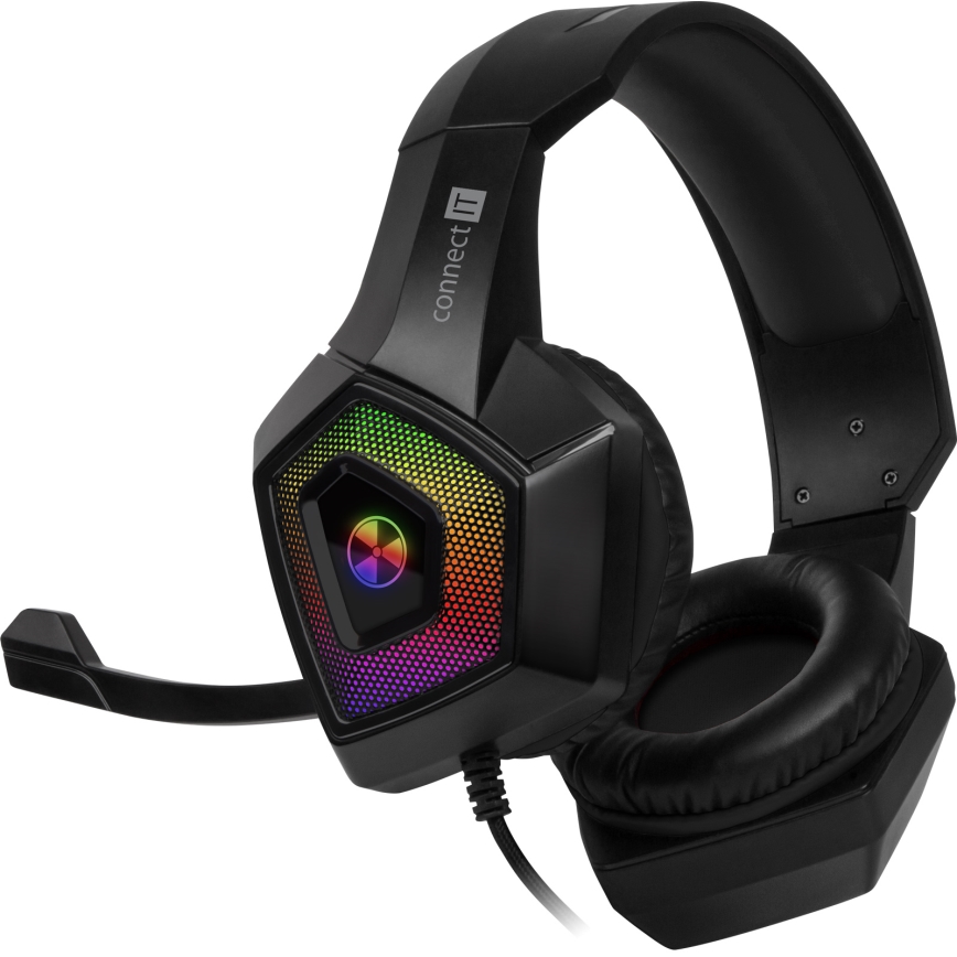 CONNECT IT CHP-5600-BK - LED RGB Дротові ігрові навушники з мікрофоном чорний
