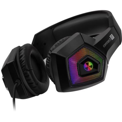 CONNECT IT CHP-5600-BK - LED RGB Дротові ігрові навушники з мікрофоном чорний