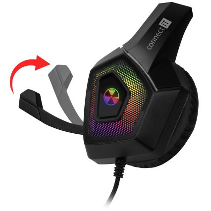 CONNECT IT CHP-5600-BK - LED RGB Дротові ігрові навушники з мікрофоном чорний