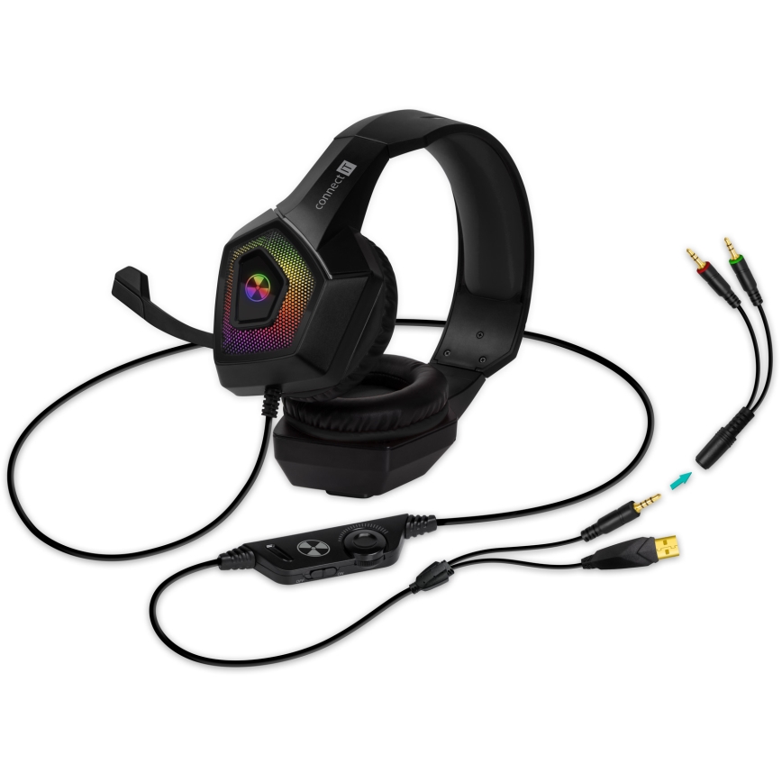 CONNECT IT CHP-5600-BK - Светодиодные проводные игровые RGB-наушники с микрофоном черный