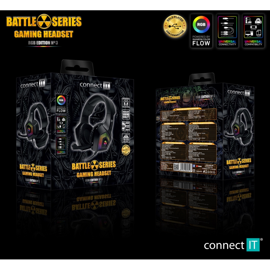 CONNECT IT CHP-5600-BK - Светодиодные проводные игровые RGB-наушники с микрофоном черный