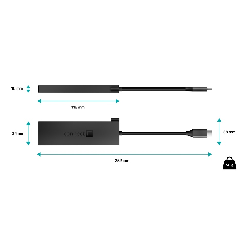 CONNECT IT CHU-8010-AN - USB-C концентратор 5в1