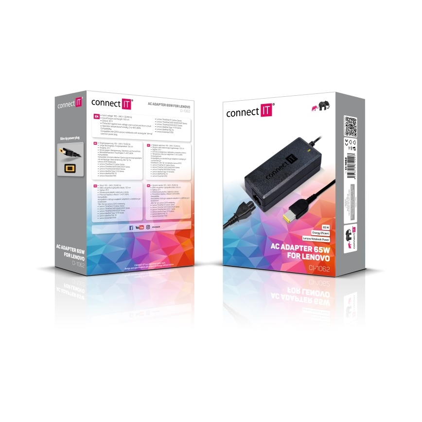 CONNECT IT CI-1062 - Адаптер зарядного устройства для ноутбуков Lenovo 65W