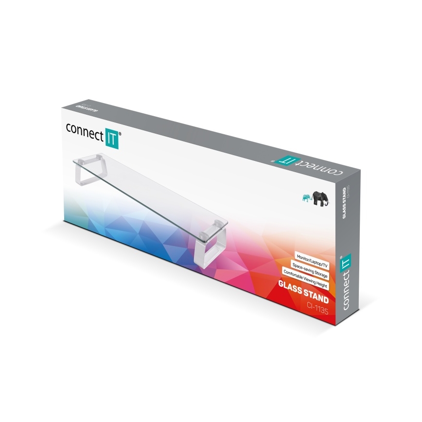 CONNECT IT CI-1135 - Универсальное стеклянное основание прозрачный/белый