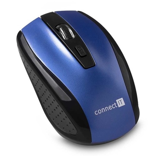 CONNECT IT CI-1225 - Бездротова миша 800/1200/1600 DPI, 2×AAA, чорна/синя