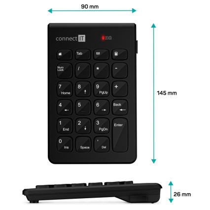 CONNECT IT CKB-0062-BK - Беспроводная цифровая клавиатура 1xAAA черный