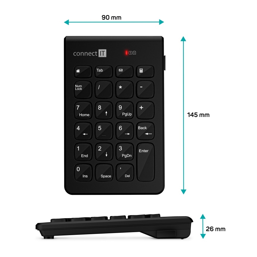CONNECT IT CKB-0062-BK - Беспроводная цифровая клавиатура 1xAAA черный