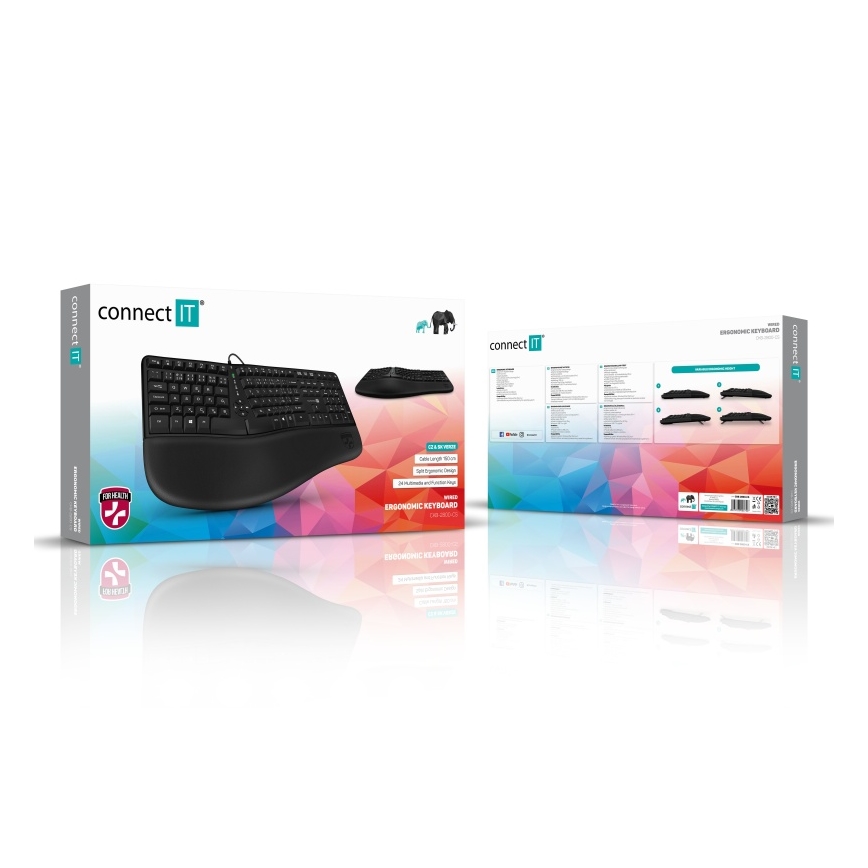 CONNECT IT CKB-2800-CS - Ергономічна бездротова клавіатура з чеською/словацькою локалізацією чорний