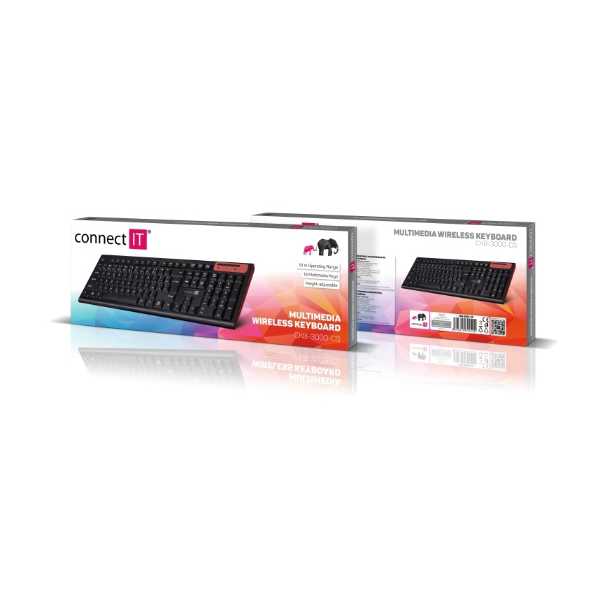 CONNECT IT CKB-3000-CS - Беспроводная мультимедийная клавиатура с локализацией CZ/SK 2xAAA черный