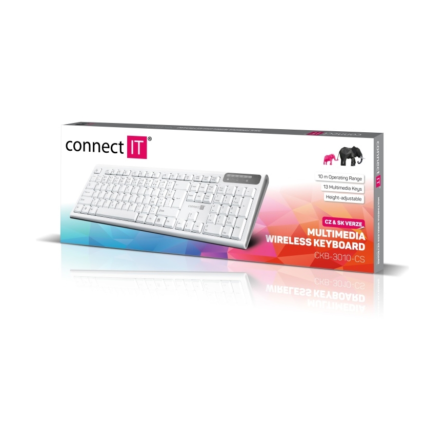 CONNECT IT CKB-3010-CS - Беспроводная мультимедийная клавиатура с локализацией CZ/SK 2xAAA белый