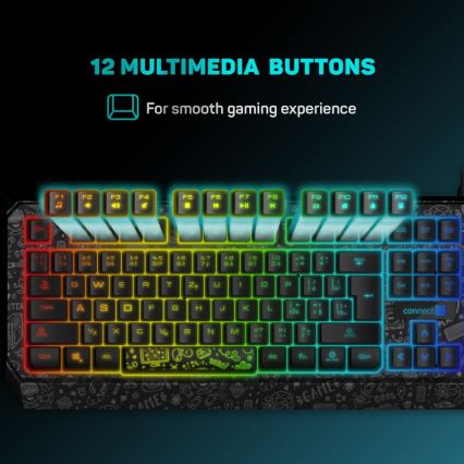 CONNECT IT CKB-3530-DD - LED RGB Дротова ігрова клавіатура з чеською/словацькою локалізацією чорний