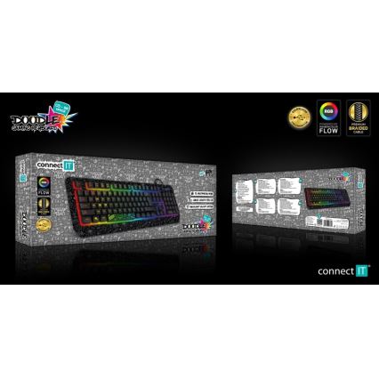 CONNECT IT CKB-3530-DD - LED RGB Дротова ігрова клавіатура з чеською/словацькою локалізацією чорний