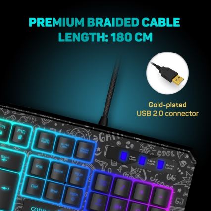 CONNECT IT CKB-3530-DD - Светодиодная проводная игровая RGB клавиатура с локализацией CZ/SK черный