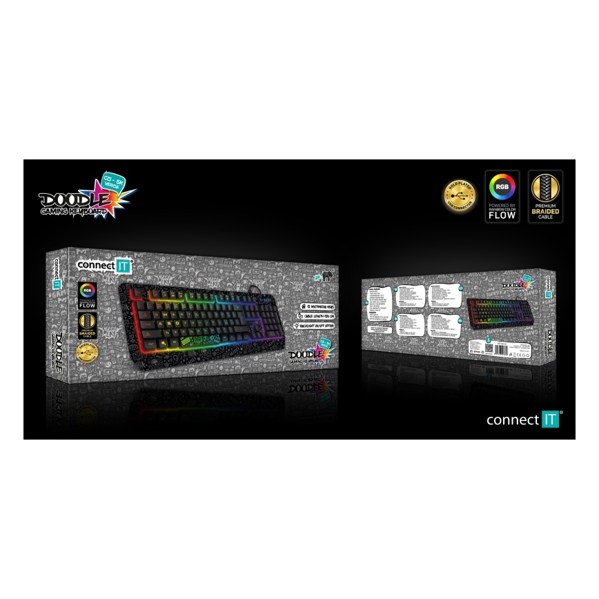 CONNECT IT CKB-3530-DD - Светодиодная проводная игровая RGB клавиатура с локализацией CZ/SK черный