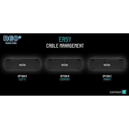 CONNECT IT CKB-3591-CS - LED RGB Дротова ігрова клавіатура з чеською/словацькою локалізацією чорний + червоний рамка