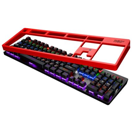 CONNECT IT CKB-3591-CS - LED RGB Дротова ігрова клавіатура з чеською/словацькою локалізацією чорний + червоний рамка