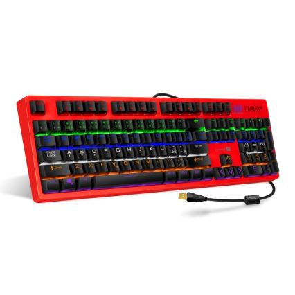 CONNECT IT CKB-3591-CS - LED RGB Дротова ігрова клавіатура з чеською/словацькою локалізацією чорний + червоний рамка