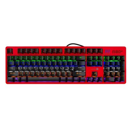 CONNECT IT CKB-3591-CS - LED RGB Дротова ігрова клавіатура з чеською/словацькою локалізацією чорний + червоний рамка
