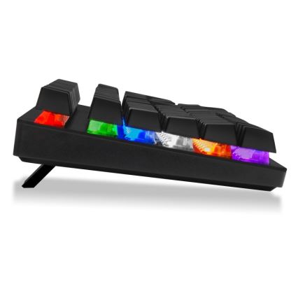 CONNECT IT CKB-3591-CS - LED RGB Дротова ігрова клавіатура з чеською/словацькою локалізацією чорний + червоний рамка