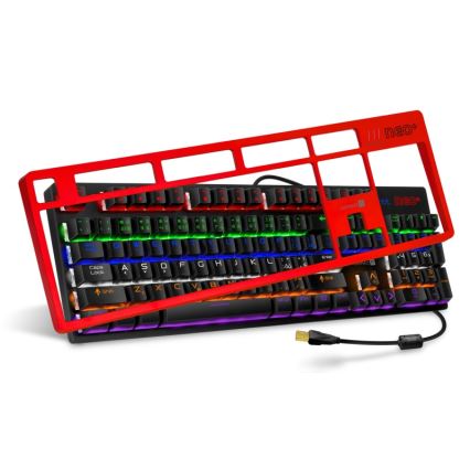 CONNECT IT CKB-3591-CS - LED RGB Дротова ігрова клавіатура з чеською/словацькою локалізацією чорний + червоний рамка
