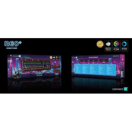 CONNECT IT CKB-3591-CS - LED RGB Дротова ігрова клавіатура з чеською/словацькою локалізацією чорний + червоний рамка