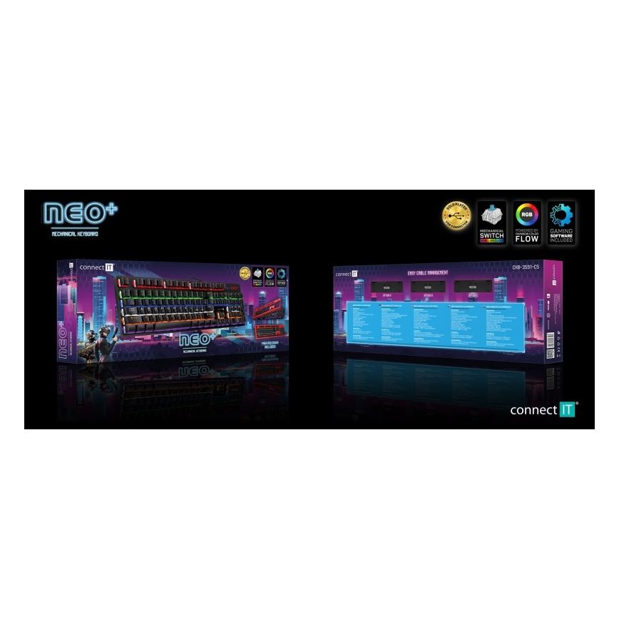 CONNECT IT CKB-3591-CS - Светодиодная проводная игровая RGB клавиатура с локализацией CZ/SK черный + красная рамка