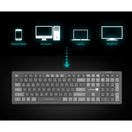 CONNECT IT CKB-5060-CS - Низькопрофільна безшумна клавіатура з чеською/словацькою локалізацією 350 mAh