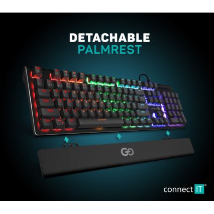 CONNECT IT CKB-7050-CS - LED RGB Дротова ігрова клавіатура з чеською/словацькою локалізацією чорний