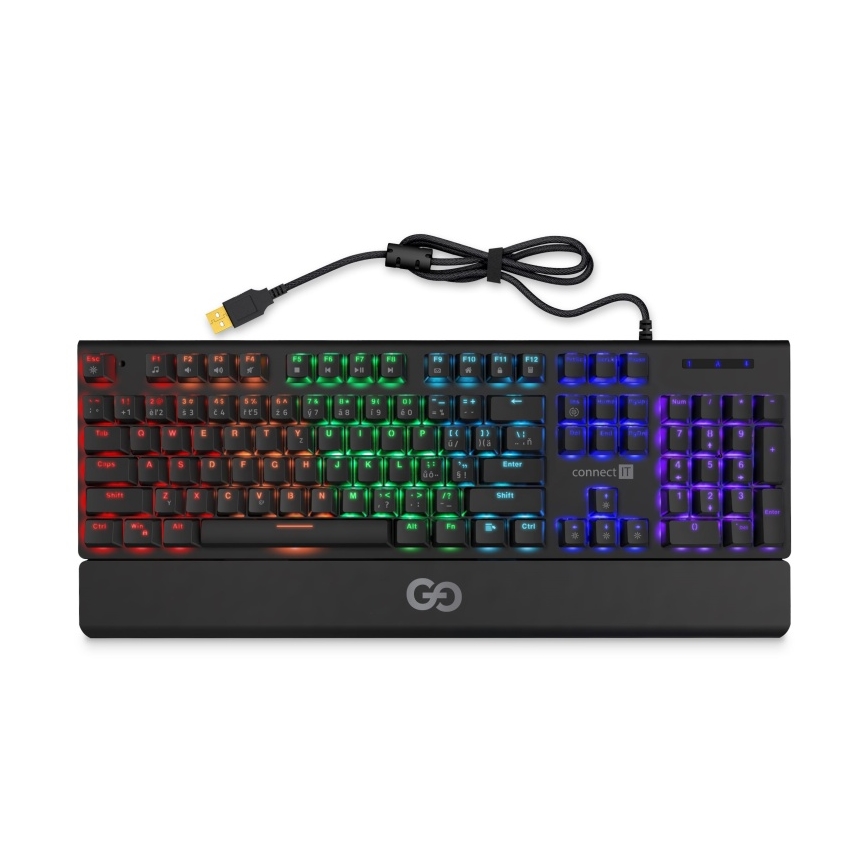 CONNECT IT CKB-7050-CS - LED RGB Дротова ігрова клавіатура з чеською/словацькою локалізацією чорний