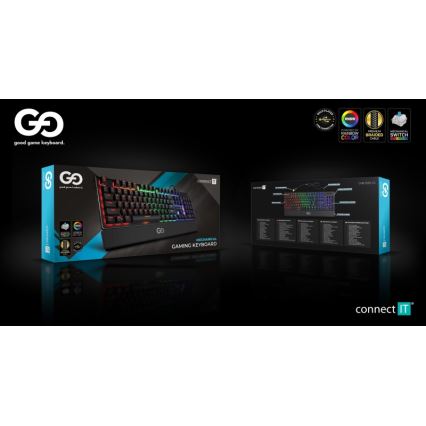 CONNECT IT CKB-7050-CS - LED RGB Дротова ігрова клавіатура з чеською/словацькою локалізацією чорний