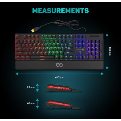 CONNECT IT CKB-7050-CS - LED RGB Дротова ігрова клавіатура з чеською/словацькою локалізацією чорний
