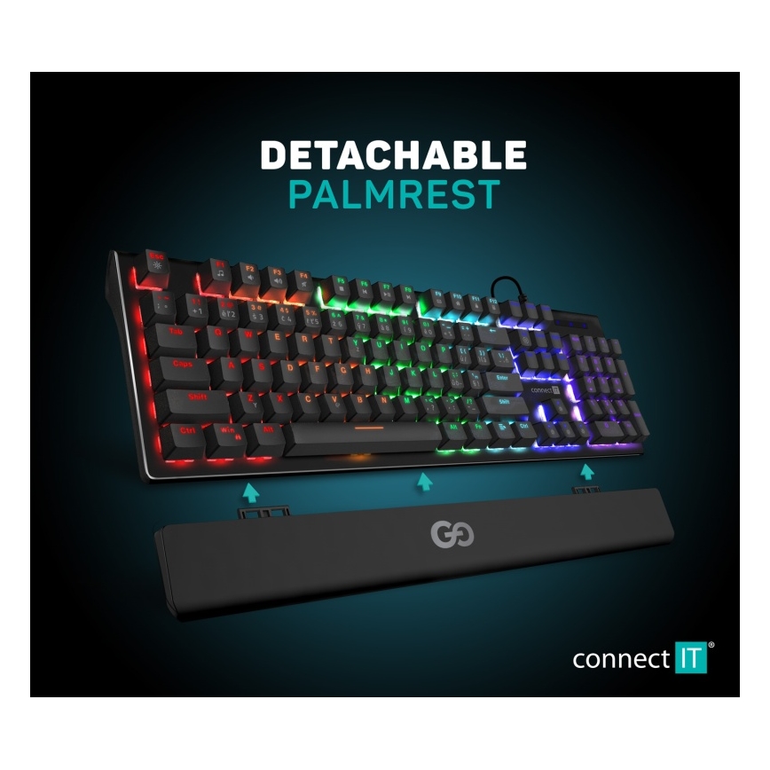 CONNECT IT CKB-7050-CS - Светодиодная проводная игровая RGB клавиатура с локализацией CZ/SK черный
