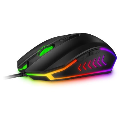 CONNECT IT CKM-3200-CS - Светодиодная проводная игровая RGB клавиатура и игровая мышь 1200/1800/2400/3600 DPI с локализацией CZ/SK черный